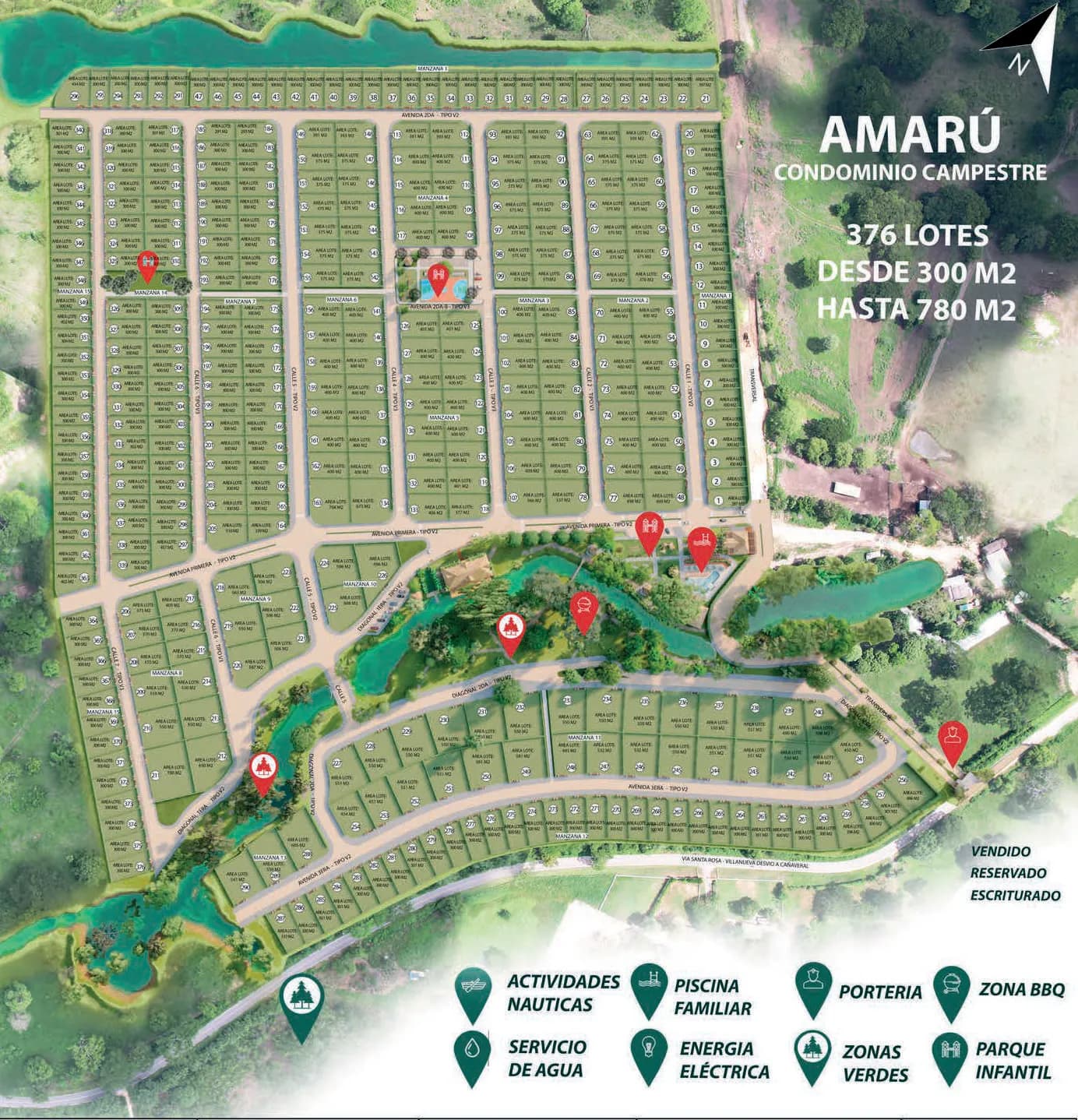Vista aérea del condominio campestre