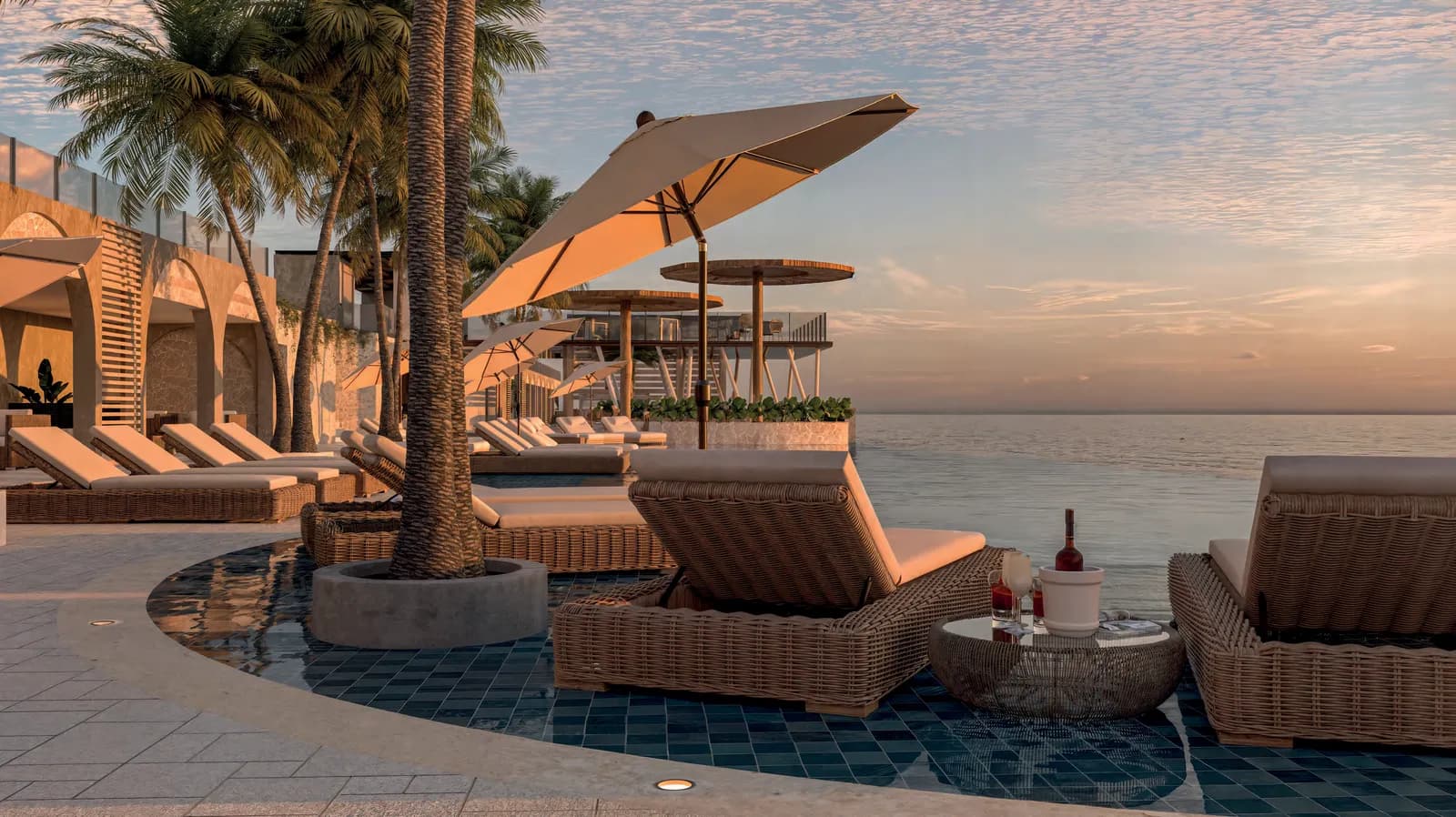 Kairos Beach Club con camas de playa