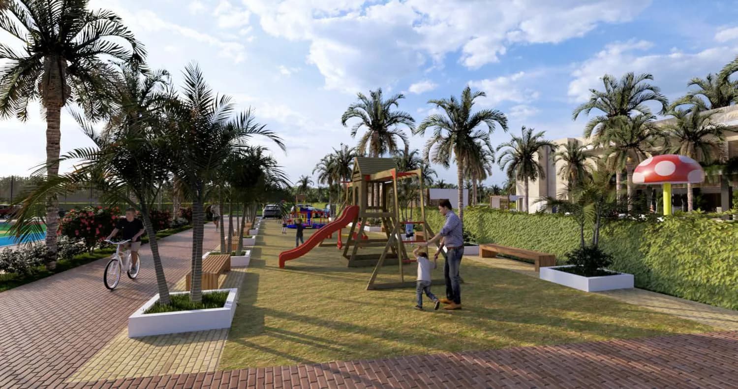Parque infantil y cicloruta