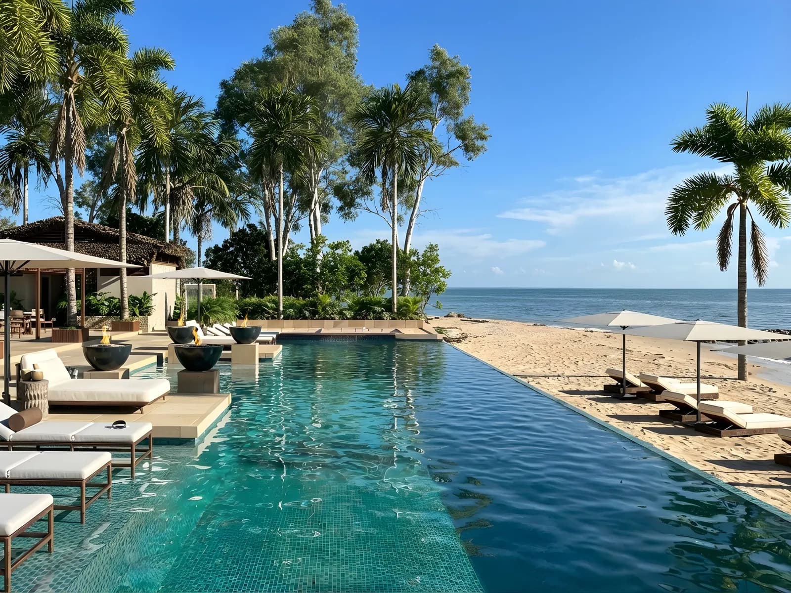 Piscina infinita junto a la playa