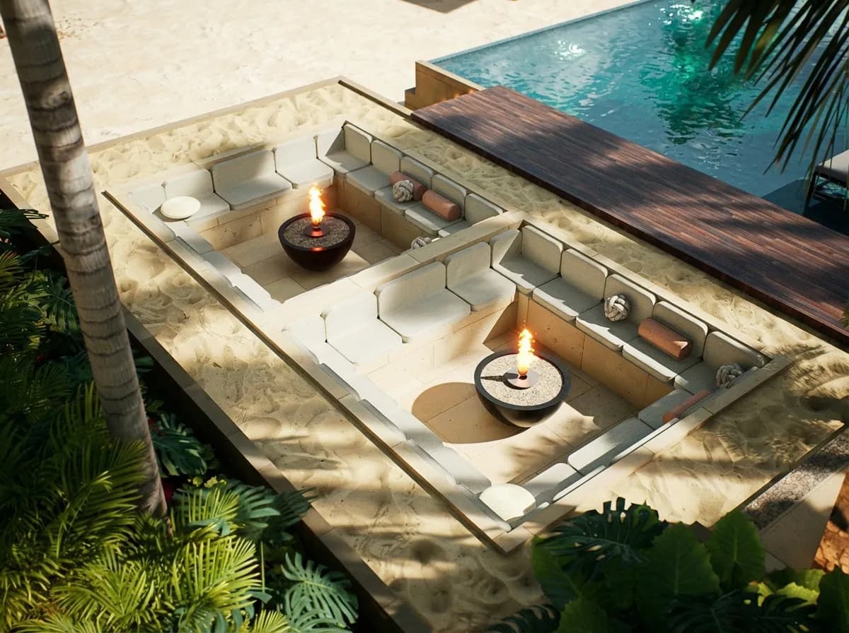 Rooftop lounge al atardecer